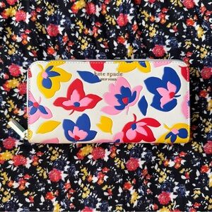 Kate Spade Spencer Summer Flower Embossed Zip-Around Continental Wallet